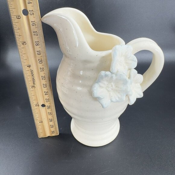 Grasslands Road Ceramic Small Pitcher Creamer With 3D Flowers Carafe Jug - Picture 4 of 12